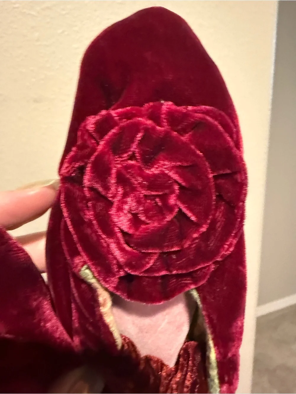 LAKU YAEKO Yamashita Velvet Toddler Slippers San Francisco Hand Made Deep Wine
